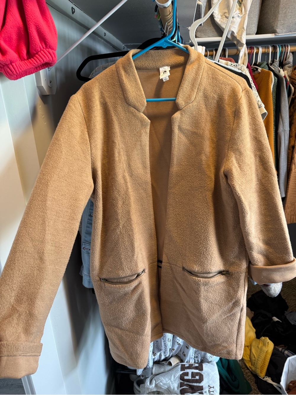 Classic Open-Front Women's Coat in Camel